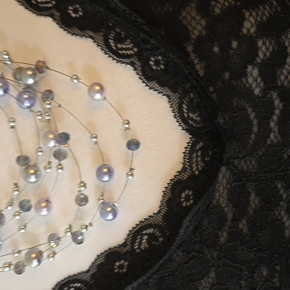 Ambiance Black Lace Overlay Long Sleeve Top With V Back and Lace Detailing. NWOT - Picture 3 of 17